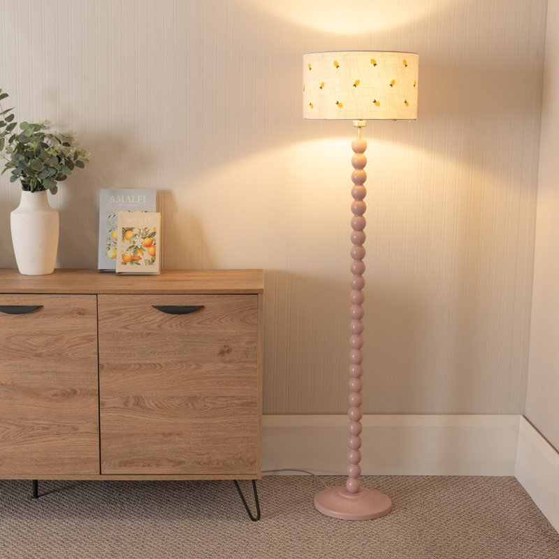 Mimms 145cm Traditional Floor Lamp, Pink, No