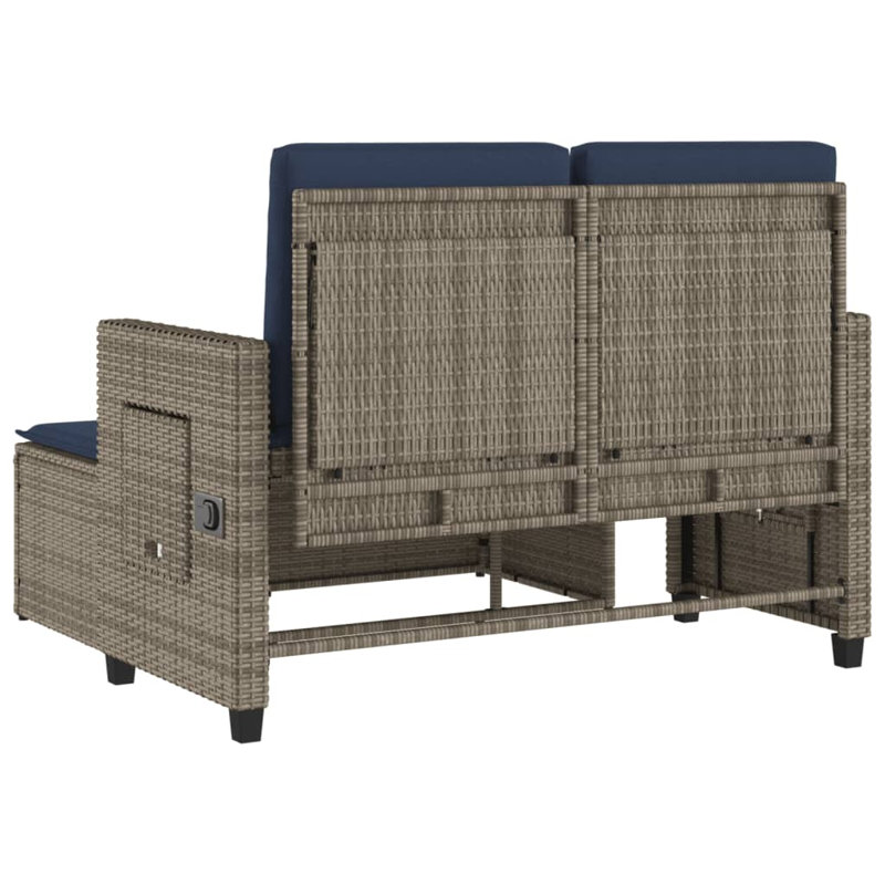Banc de patio inclinable avec coussins vidaXL, Gris / bleu marine