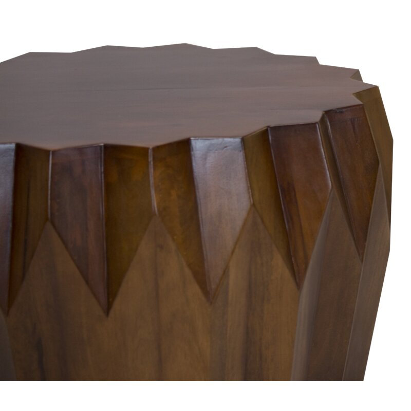 Gracie Mills 29" Brown Solid Wood Octagon Coffee Table – Transitional Drum