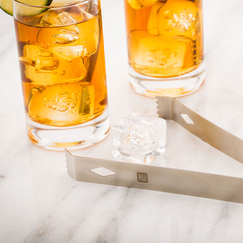 Pince à glace en acier inoxydable plaqué cuivre Bar Lux - 6 1/4 po x 2 1/2 po x 3/4 po - 1 boîte, Argent