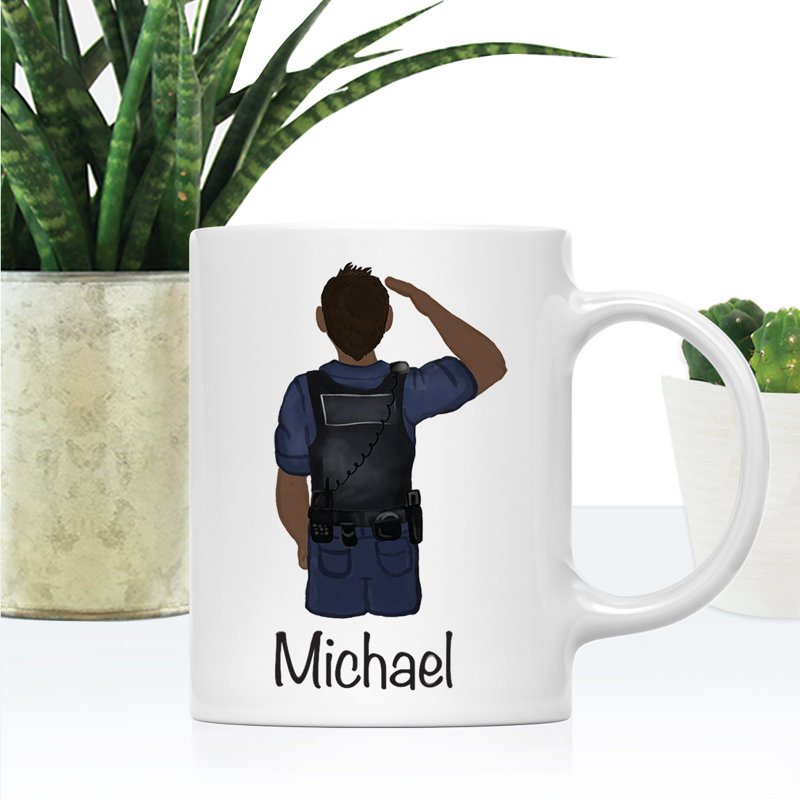 Tasse à café personnalisée, Brun / noir, homme, agent de police 27, Oui