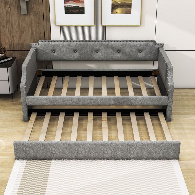 Aranwen Twin Daybed with Trundle, Gray