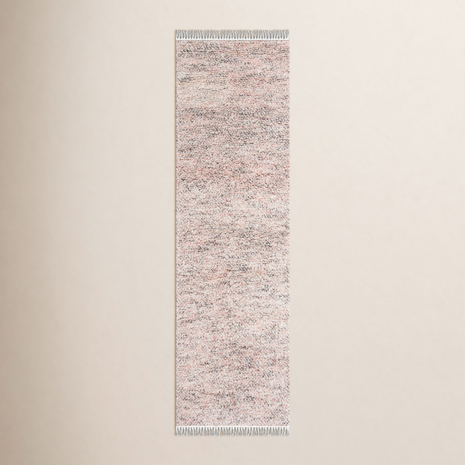 Wyly Beige Gray Hand-Knotted Wool Rug, Runner 2'3" x 8'