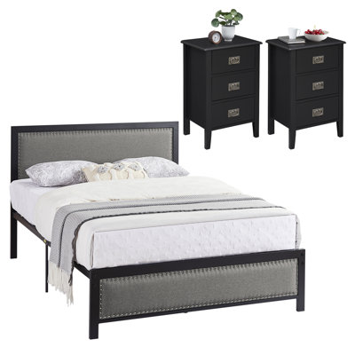 Ensemble de chambre avec lit plateforme 3 pièces