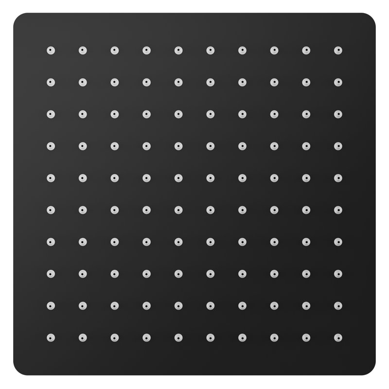 Pomme de douche carrée 10 pouces à jet simple, Noir mat