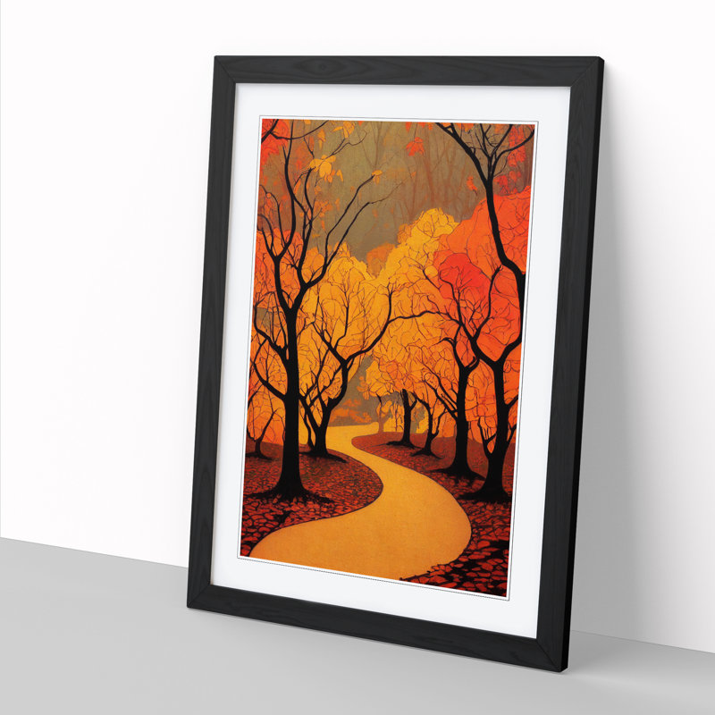FRM-V0523-159X Autumn Forest Landscape Vol.5 - Single Picture Frame Print, Black Framed, 34cm H x 25cm W x 2cm D