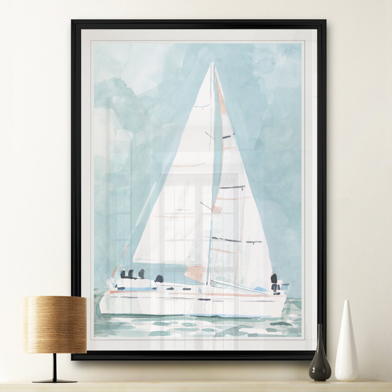 «Soft Sailboat I», reproduction d'art sur toile, H 18,5 po x l 24,5 po x P 1,5 po, Cadre noir