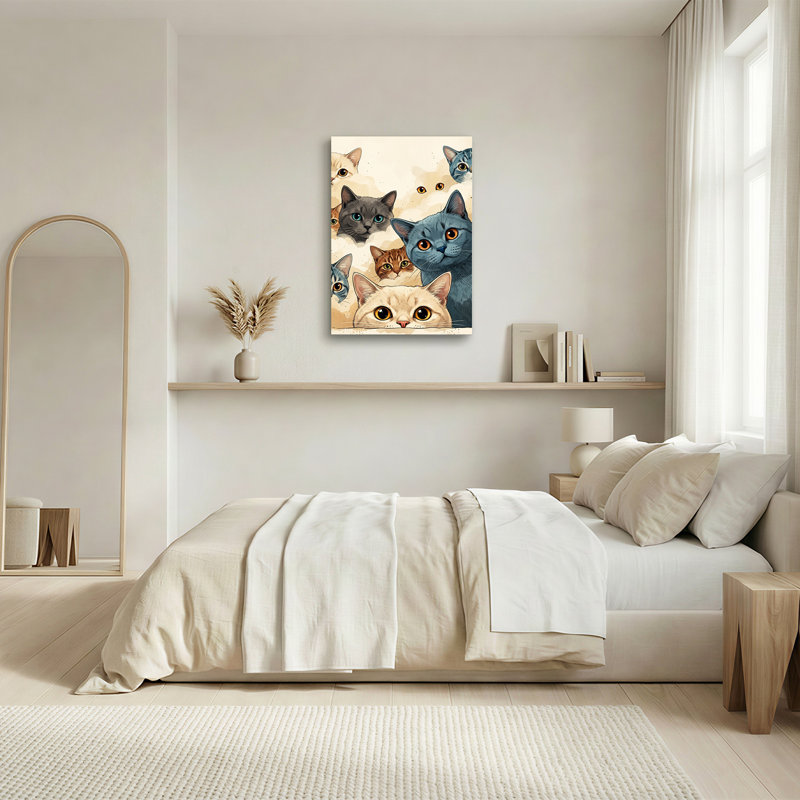 Toile bleue sur fond beige, 30"H x 20"W