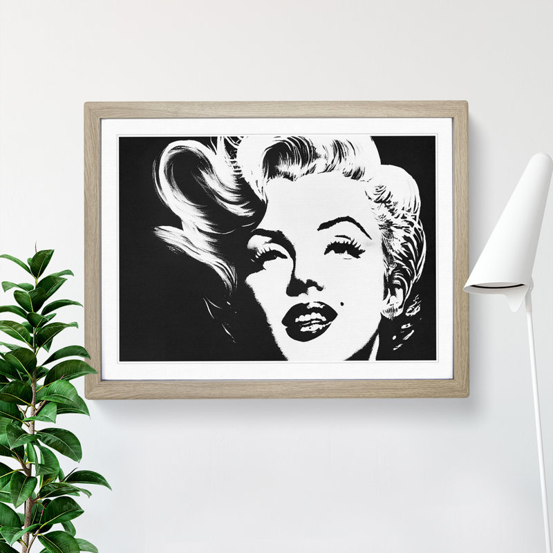 Marilyn Monroe In Monochrome Vol.4 - Single Picture Frame Painting, 46cm H x 64cm W x 2cm D, Oak