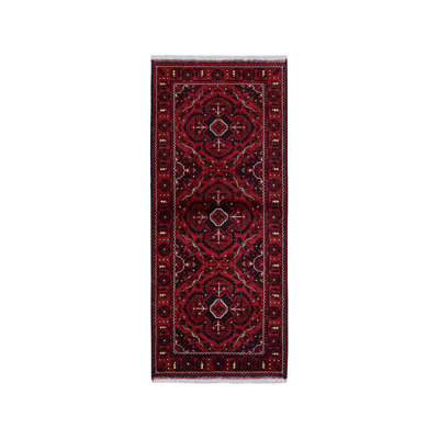 2'4" x 5'2" New Hand Knotted Red Wool Runner Oriental Rug - MOA102684