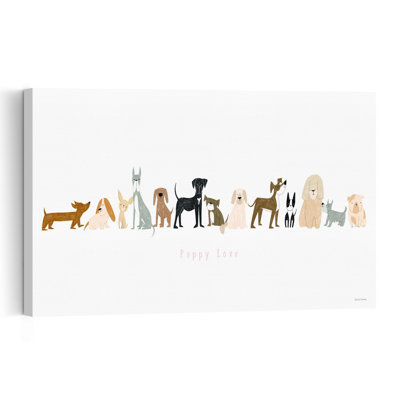 Puppy Love Contemporary Whimsical Dog Wall Art Print