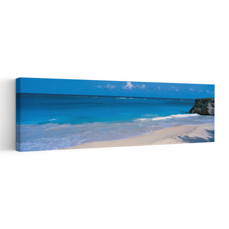 Ginger Bay, Barbade paisible, serein, abstrait, palmier, plage, art mural tropical, H 60 po x l 20 po