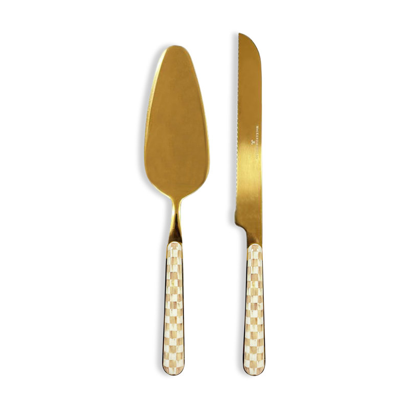 Mocha Check Bistro Cake Serving Set