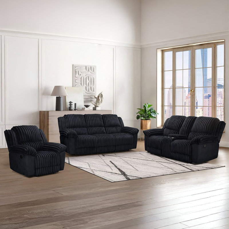 Causeuse inclinable Velano, Noir, noir, noir, noir