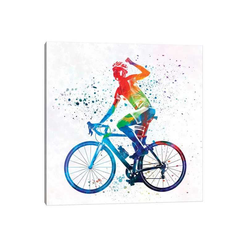 Woman Triathlon Cycling by Paul Rommer - Wrapped Canvas Painting, 30.48cm H x 30.48cm W x 1.91cm D