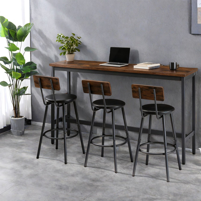Rustic Brown Dining Table Sets, Industrial Mdf Metal, Perfect For Small Spaces