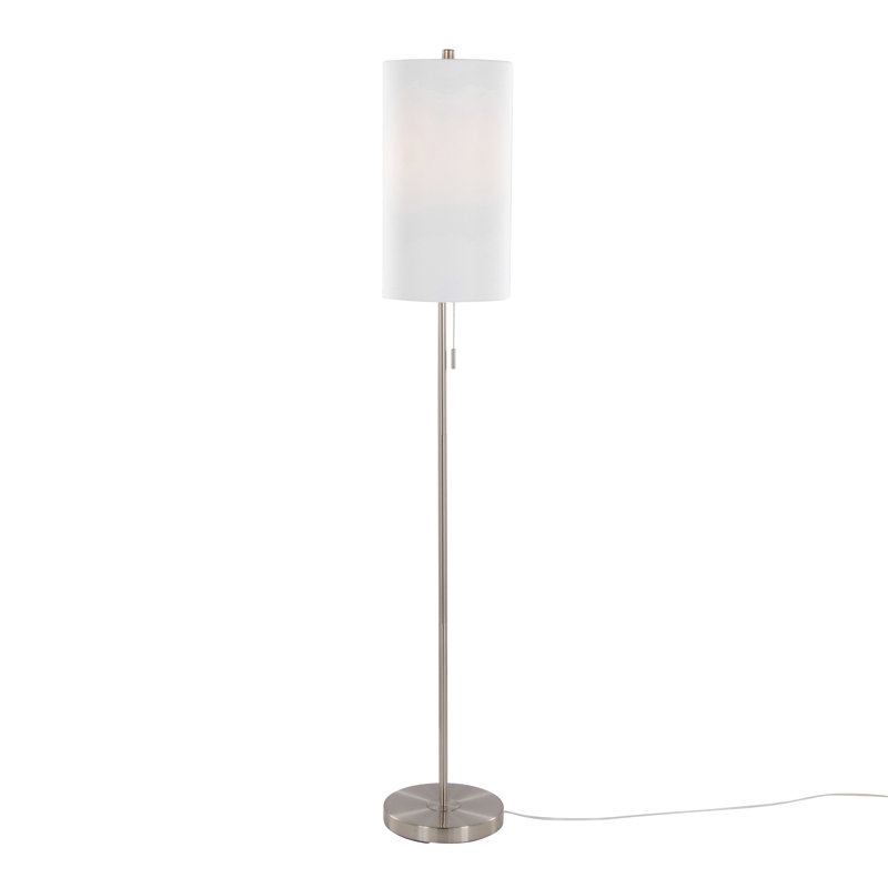 Bounty 62" Contemporary Metal Floor Lamp With Linen Shade From Grandview Gallery, Brushed Nickel