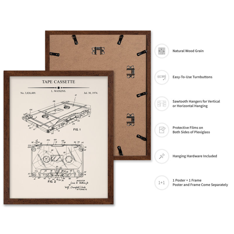 Plan de la cassette, Affiche, H 08 po x l 10 po, Encadrement brun