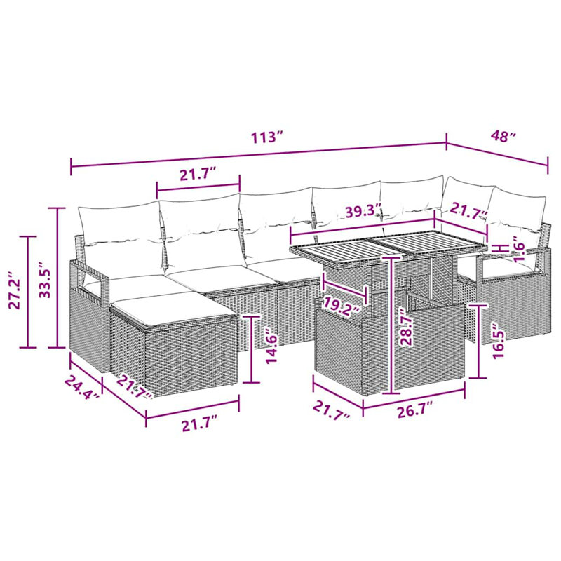 Ensemble de canapé de jardin avec rangement 8 pièces vidaXL