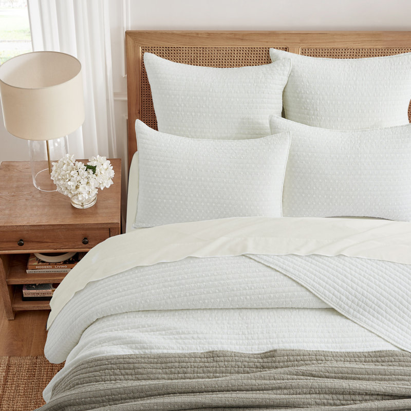 Eyelet Cream Cotton Euro Sham Set of 2