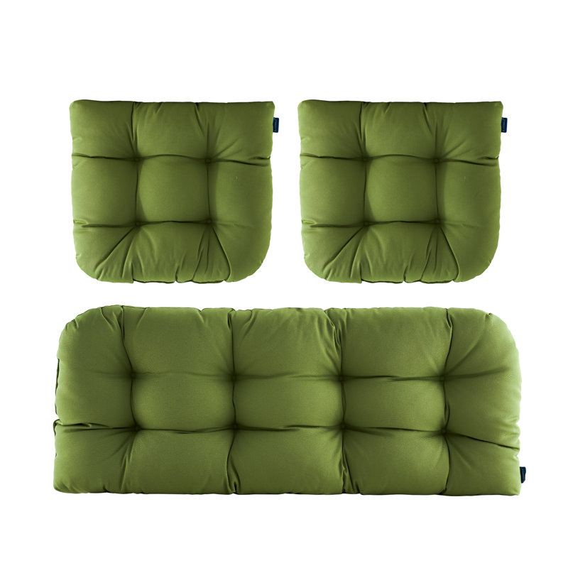 Ensemble de 3 coussins d'extérieur pour causeuse, Vert