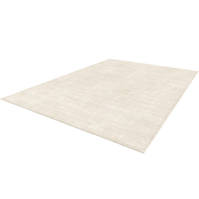 Tiffany Smooth Low Pile Semi-Plain Cream Rug