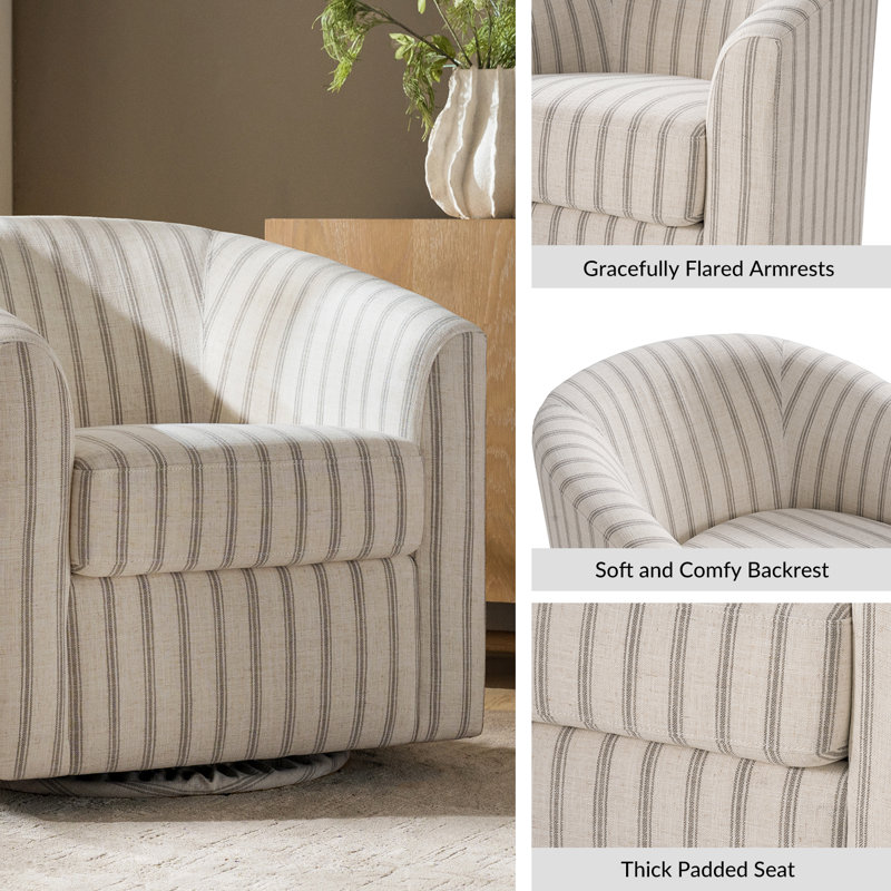 Fauteuil d'appoint pivotant rembourré Amiir, Rayure