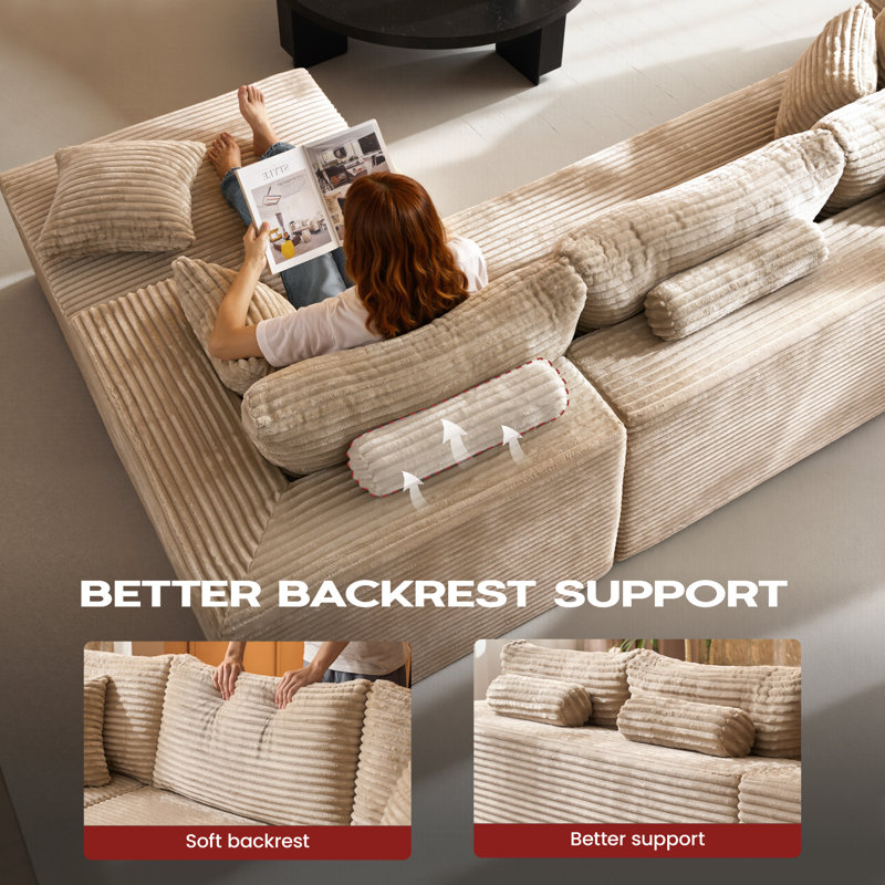 Hartwig 2 - Piece No Assembly Required Upholstery Boneless Compression Sofa, Free Combination Cloud Sectional Couch with L-Shape Chaise, Deep Seat Modular Sofa for Living Room Bedroom