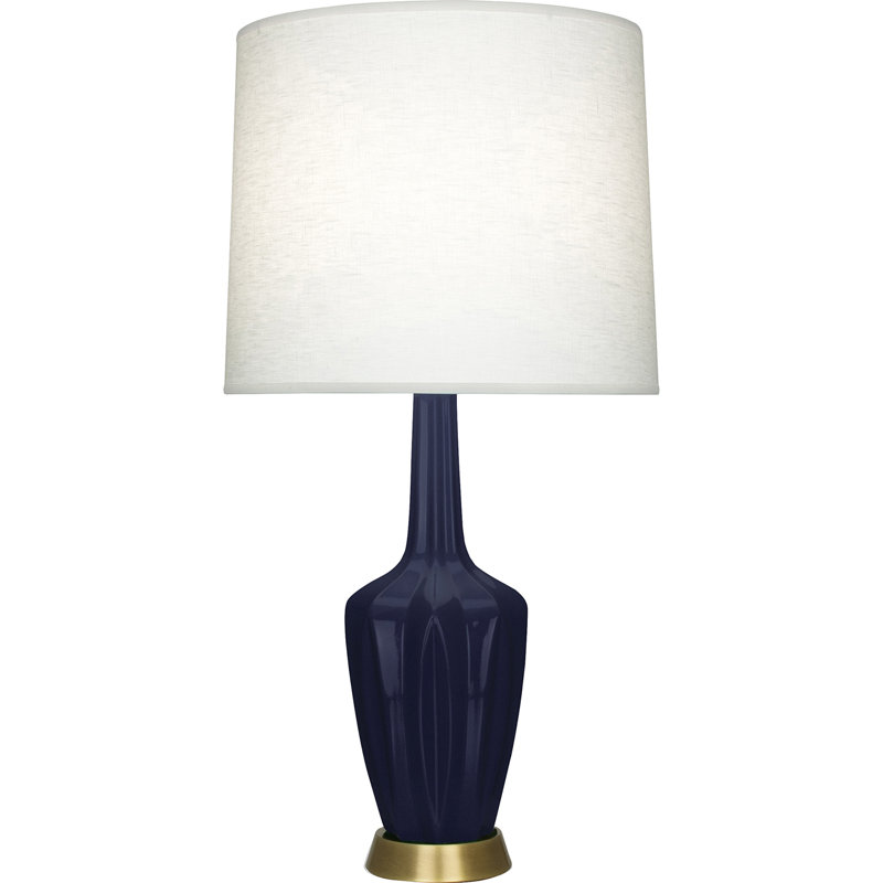 Petite lampe d'appoint Emma, H 34,25 po x l 7,38 po x P 15 po, Bleu minuit verni, Céramique / métal