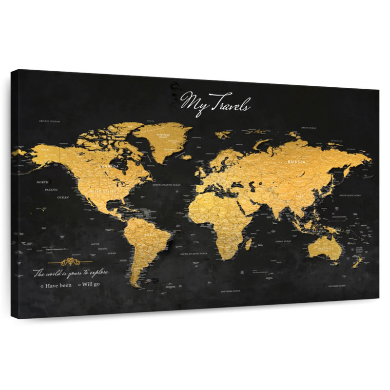 My Travels Push Pin World Milstead, H 16 po x l 24 po
