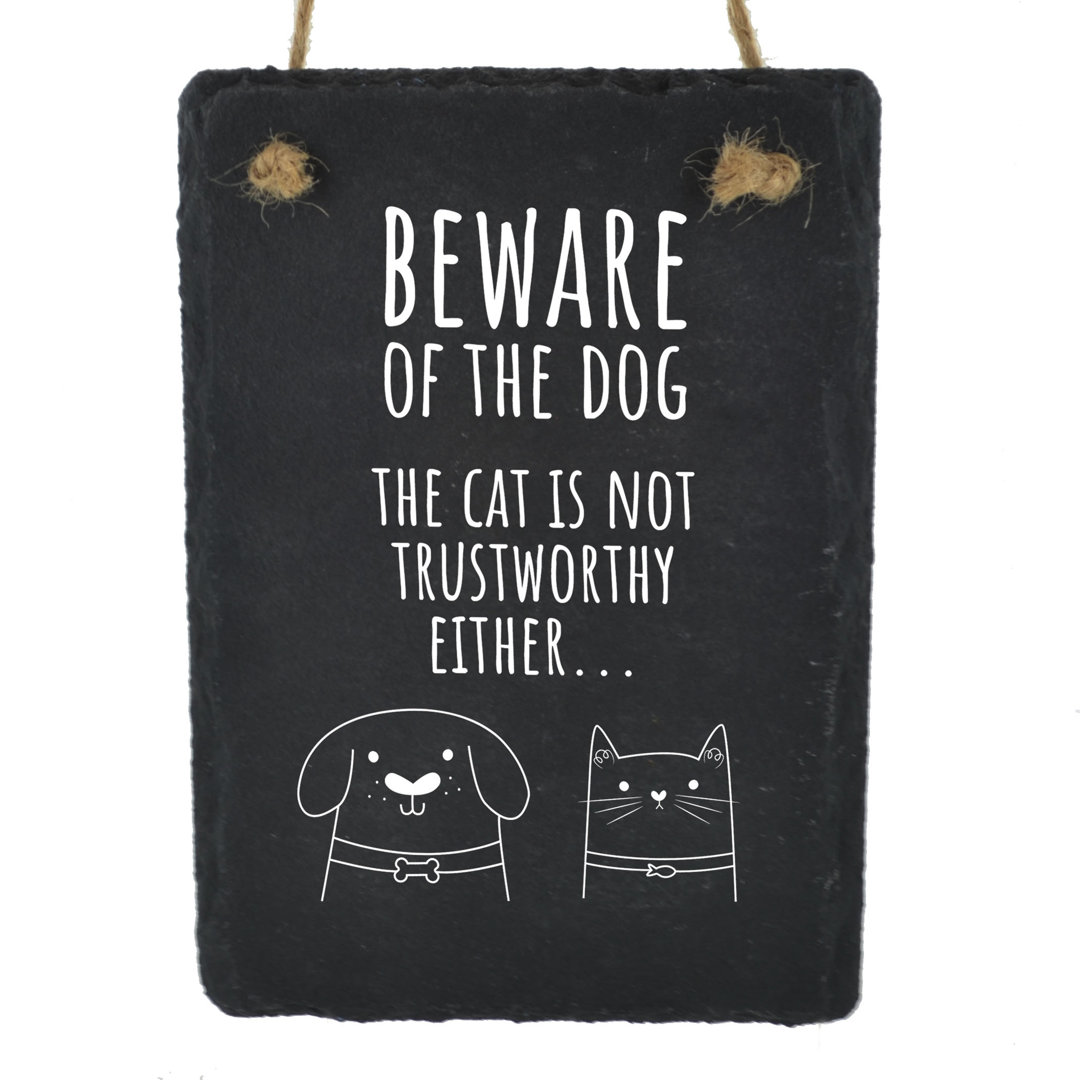 Heenan Beware Of The Dog Slate Plaque Wall Décor
