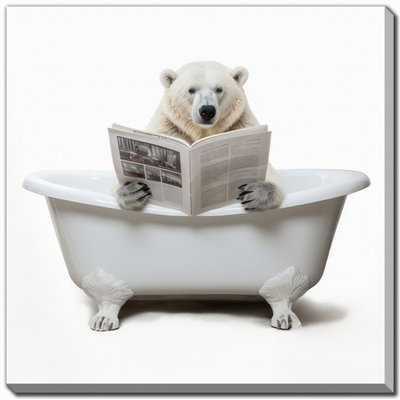 Artful Polar Bear Bath Canvas Art