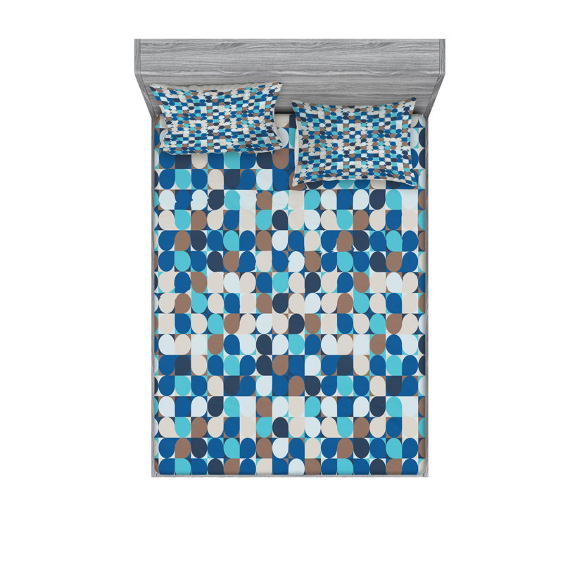 Ensemble de draps géométrique modern mosaic, Ensemble de draps pour lit double avec un drap-hou