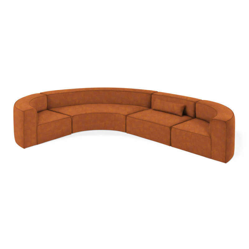 Mix Modular Upholstered L-Shaped Sectional Reversible, Vegan AppleSkin Leather Cognac 