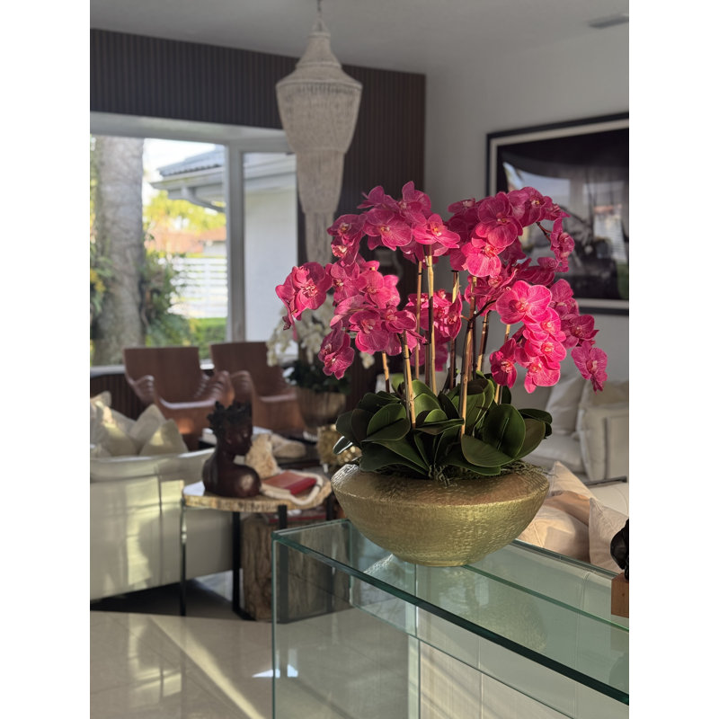 Blaze Bowl With Phalaenopsis Orchids, Pink