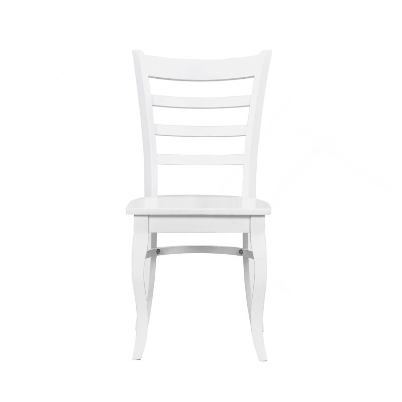 Ensemble de 2 chaises de salle à manger à finition échelle blanche en bois de style campagnard décontracté