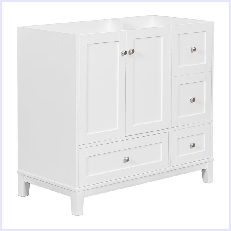 Modern Bathroom Vanity with USB Charging and Drawers, White