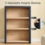 Bibliothèque Ann en bois à 3 niveaux, 121 cm (H) x 79 cm (L), gris noir/naturel-364607482-443083132