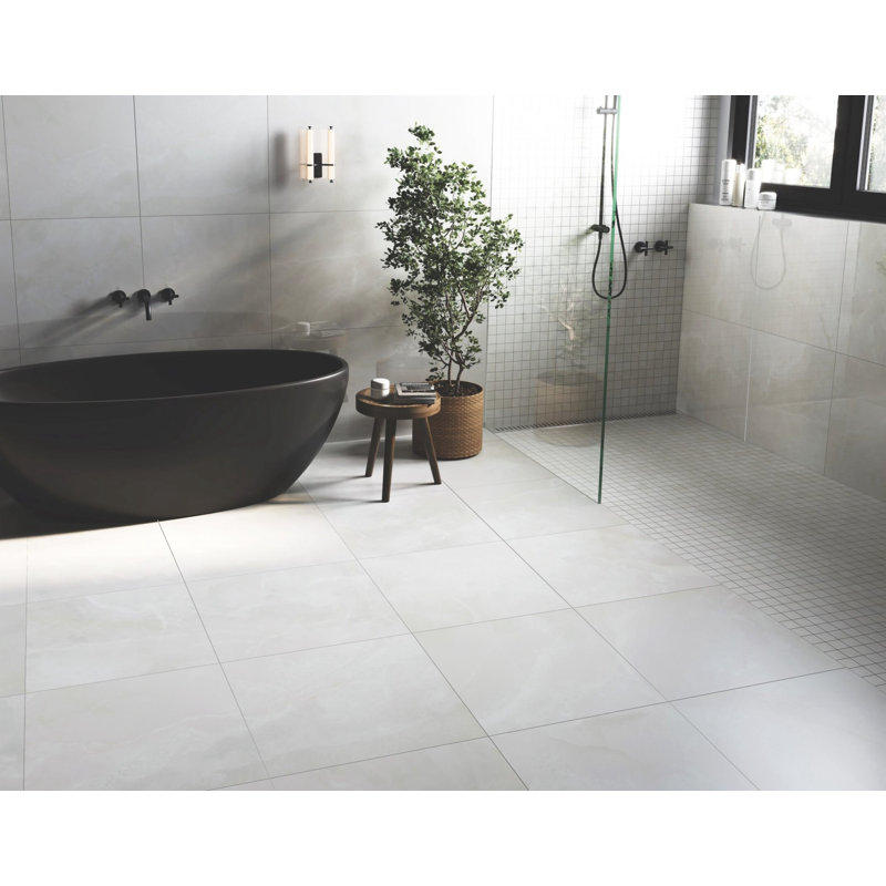 Precious Marble 24 in. X 24 in. Polished Porcelain Marble-Look Floor And Wall Tile (19.38 Sq. Ft. / Case), Onix White