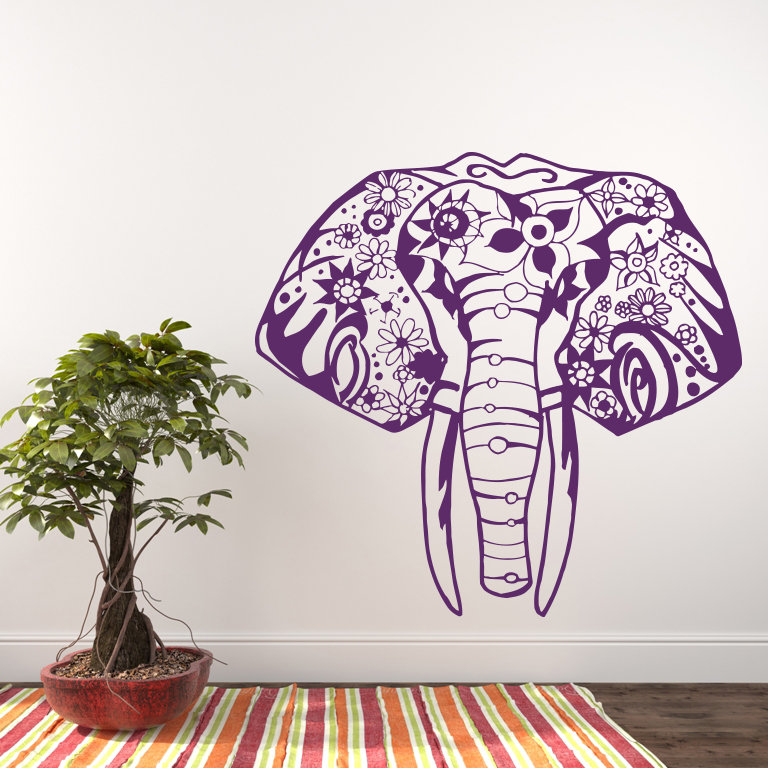 Décalcomanie murale éléphant yoga Litton, Violet