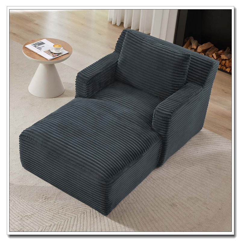 Chaises d'appoint modernes en velours côtelé, Gris foncé