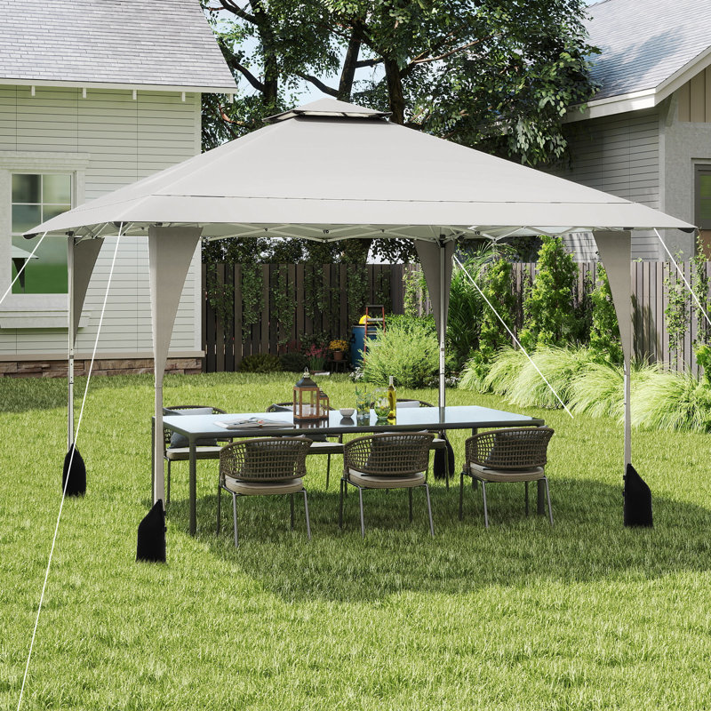 395 X 395 Cm Pop Up Canopy Tent Outdoor Easy Setup Gazebo-Beige, Beige