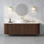 Meuble-lavabo flottant 48 po avec lavabo vasque rond en céramique ORVICA, plateau en pierre frittée d'aspect Carrare, armoire à 2 tiroirs cannelée et rangement à fermeture en douceur