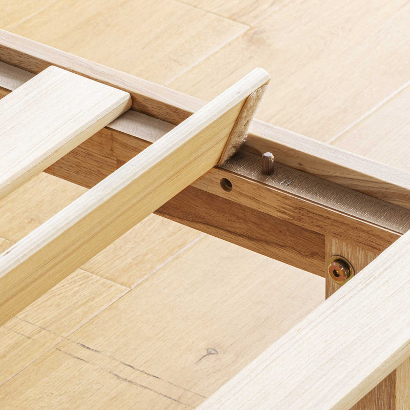 Lit plateforme en bois massif Harlow, Double, Blanc délavé