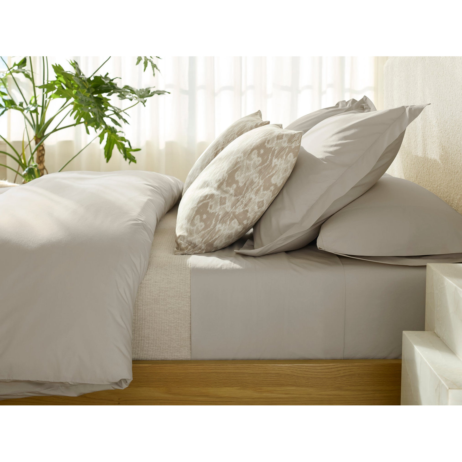 Cotton Percale Duvet Cover, Full/Queen Duvet Cover, Stone