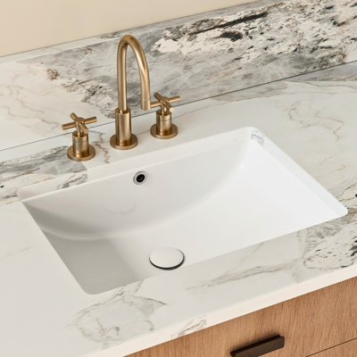 Los Flexi 22" x 16" Undermount Bathroom Sink Rectangular, White Ceramic Vanity Sink with Overflow