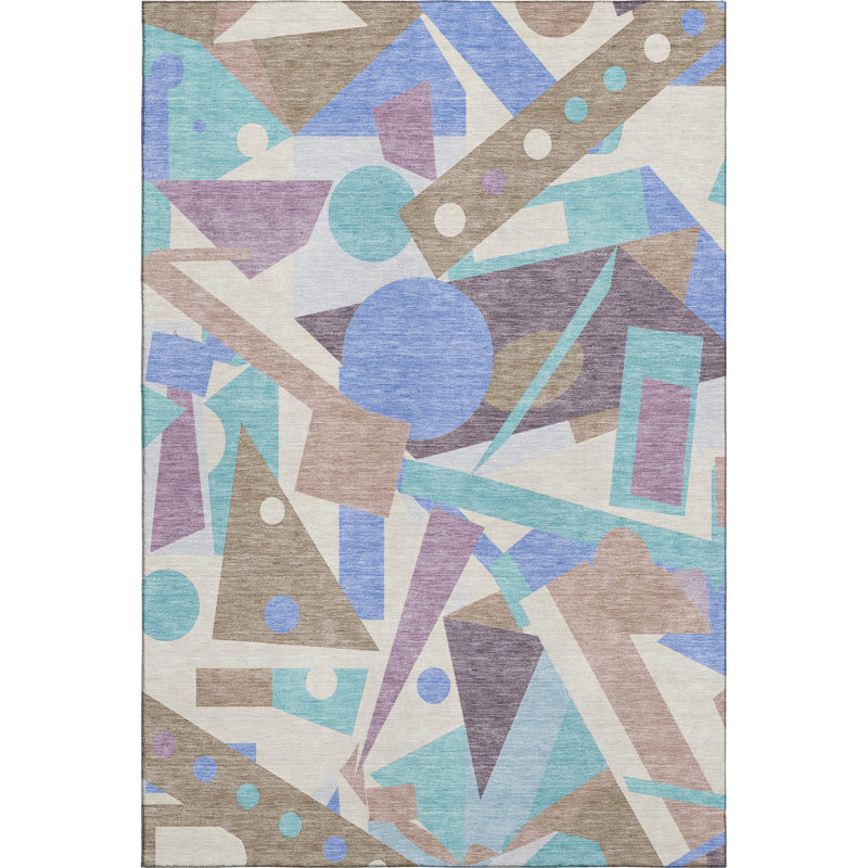 Premium Machine Washable Mehara AMF1693 Geometric Rug, Rectangle 10' x 14'