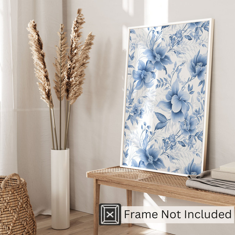 «Botanical Blue Flowers IV», reproduction d'art classique sans cadre, H 16 po x l 12 po