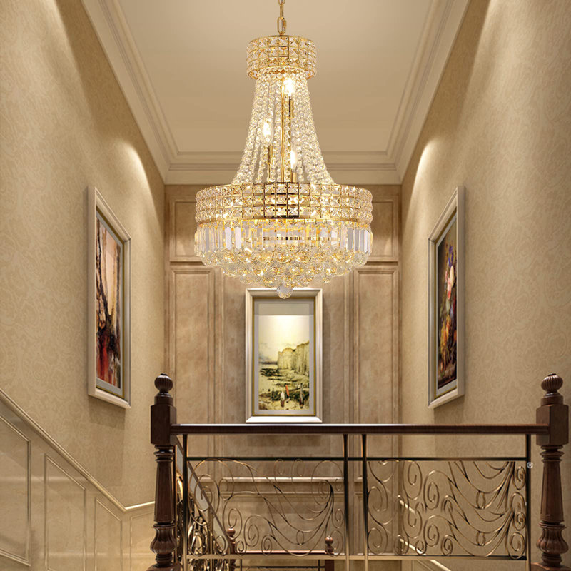 Modern Brass Crystal Chandelier 16.5 Inch E14 Base, Bulb Not Included