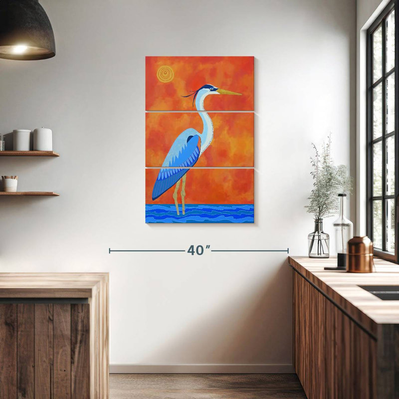 Brampt Blue Heron Sunset, 38" H x 24" W